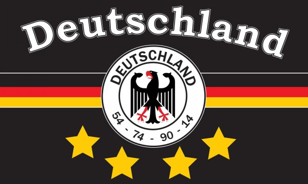 Deutschland 4 Sterne Fahne (D4) schwarz 90 x 150cm
