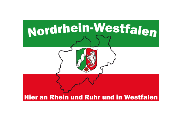NRW - Hier an Rhein und Ruhr Fahne (V39) - 90x150cm