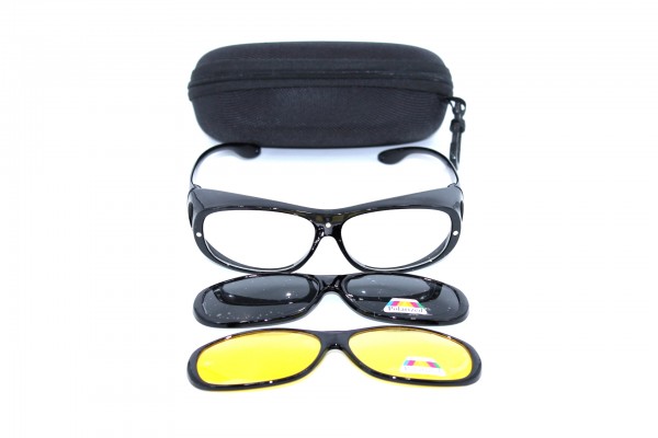 Überbrille - magnetische Überziehbrille 2 in 1 schwarz