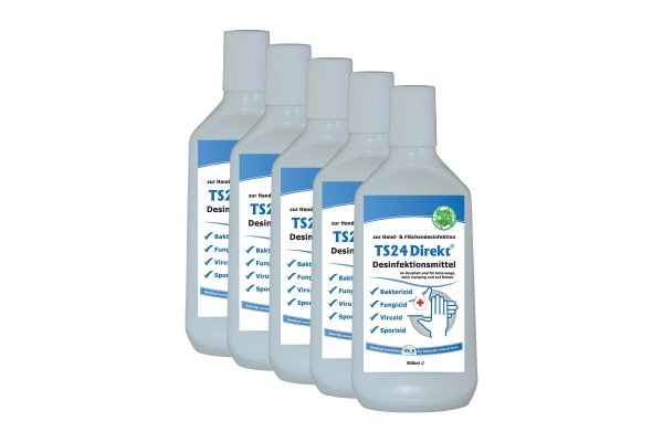 TS24Direkt Desinfektionsmittel - Hygienespray - Schnelldesinfektion - 5 x 300ml To Go -